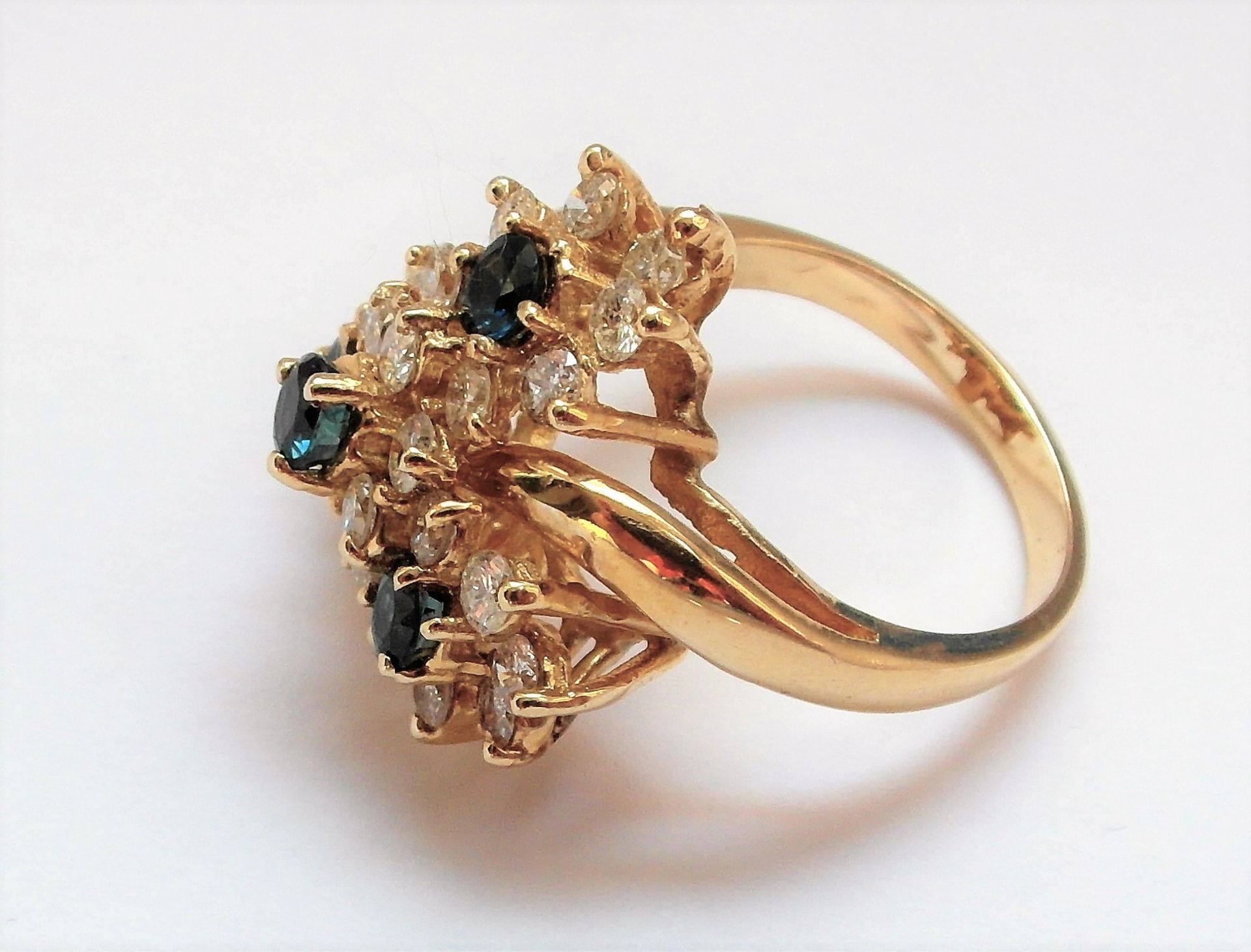 14Ct Yellow Gold 4 Piece Sapphire & Diamond Ring Set - Image 6 of 7