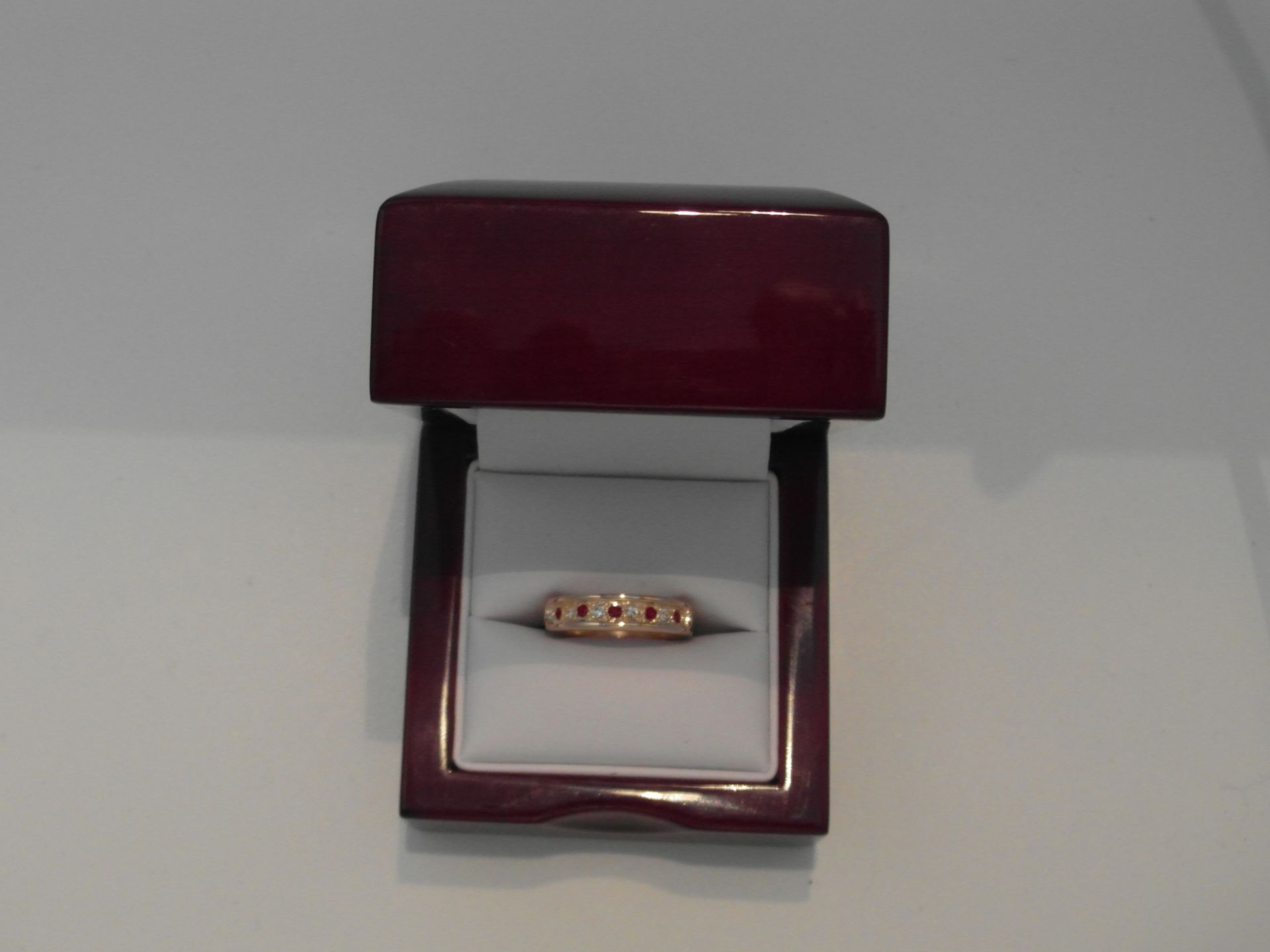 Gold Ruby & Diamond Half Moon Eternity Ring - Image 3 of 3