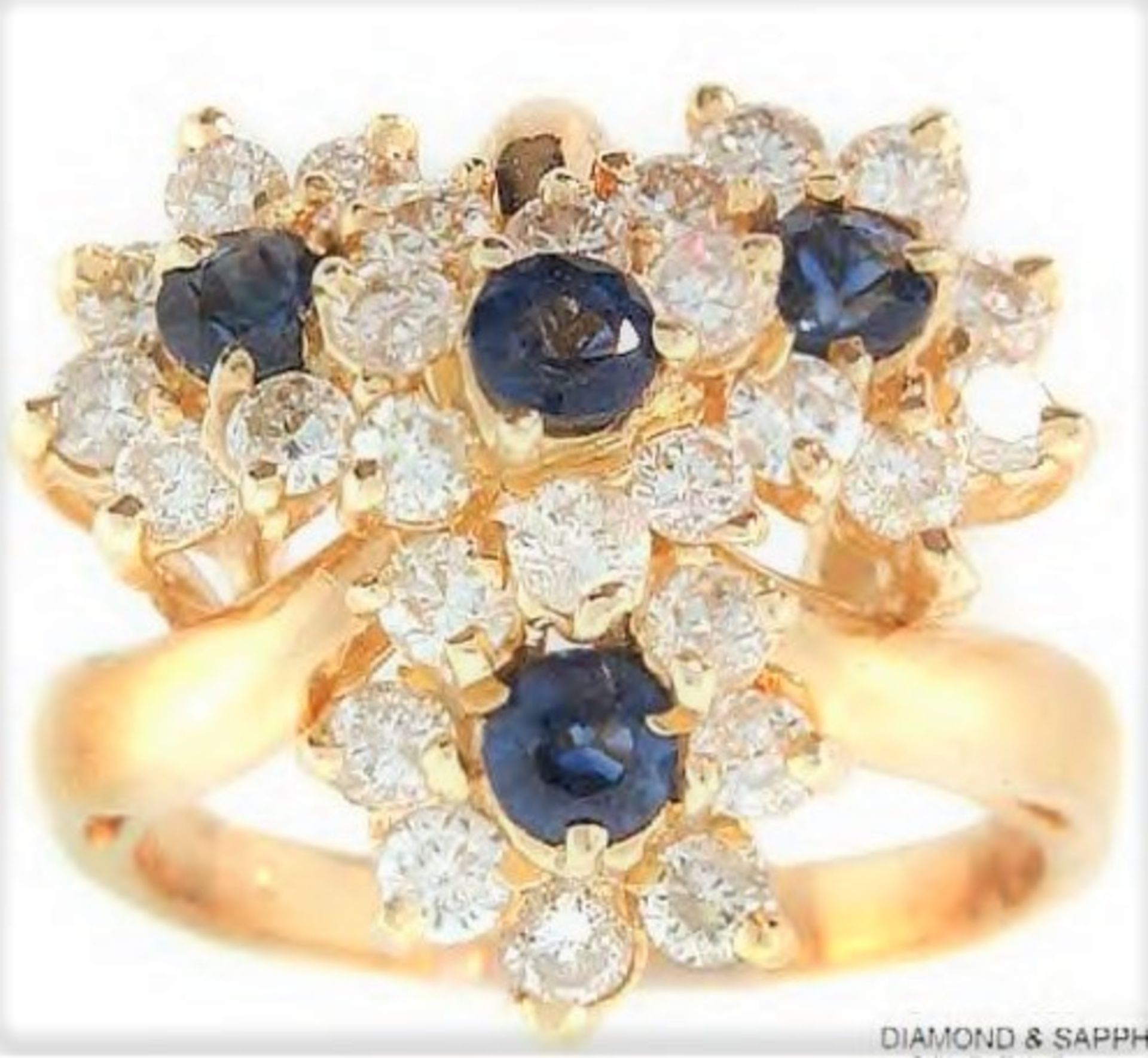 14Ct Yellow Gold 4 Piece Sapphire & Diamond Ring Set - Image 3 of 7