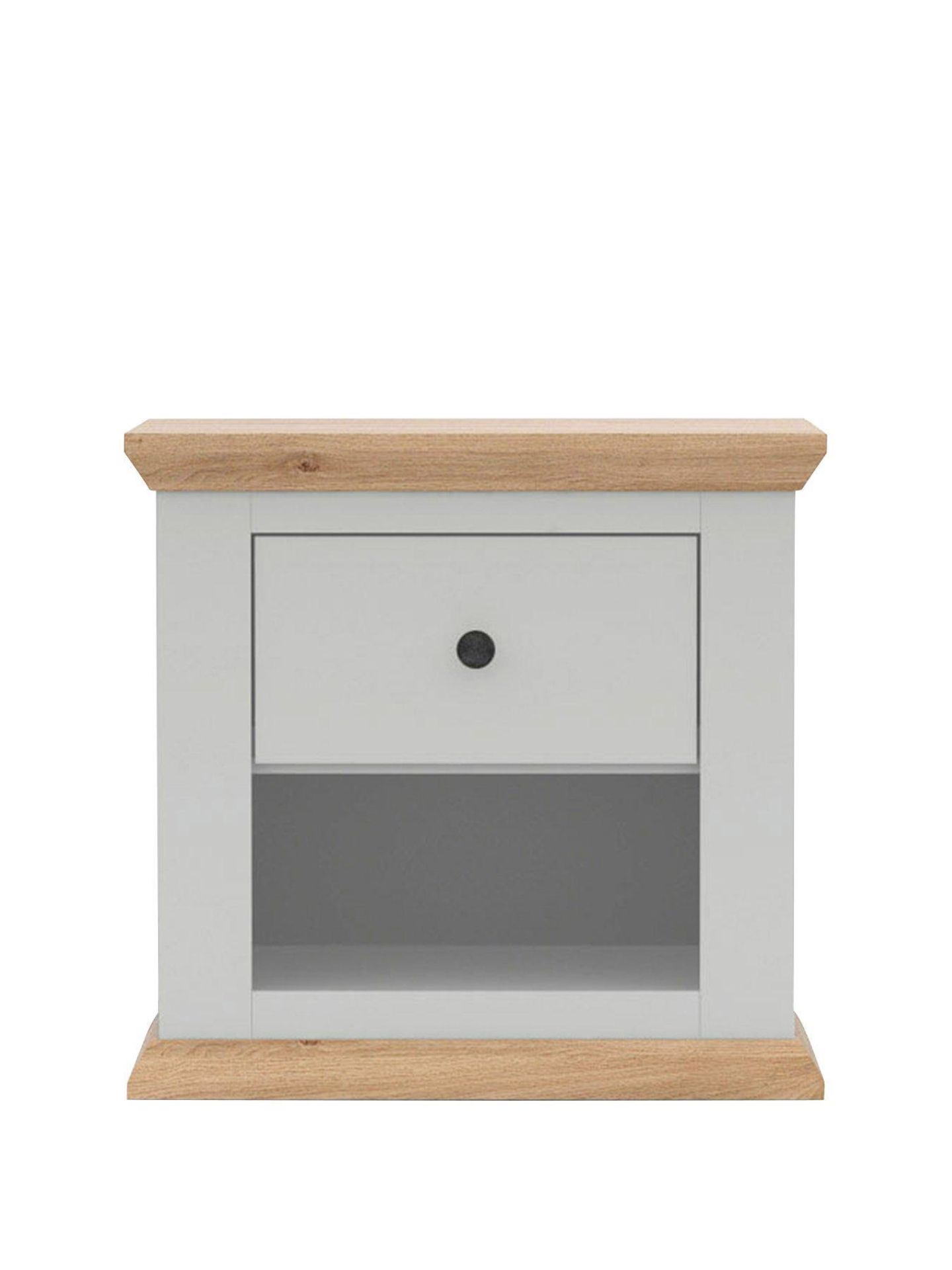 Boxed Item Easton 1 Drawers Lamp Table [Cream/Oak] 58X61X45Cm Rrp:£130.0