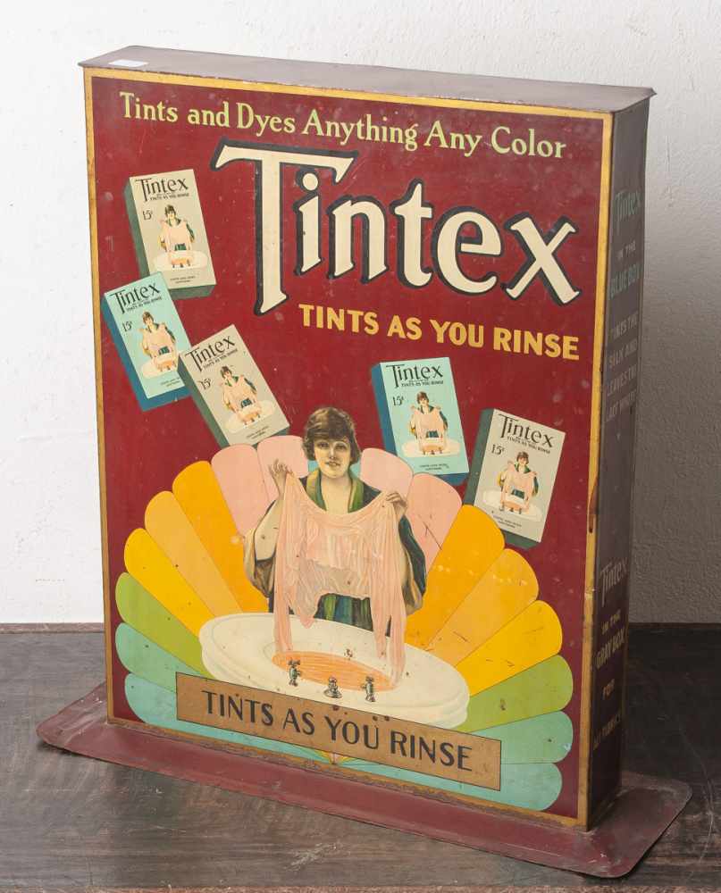 Verkaufs- oder Werbeaufsteller Fa. Tintex, 1920er Jahre, Blech, Schauseite polychrombedruckt/ - Bild 2 aus 5