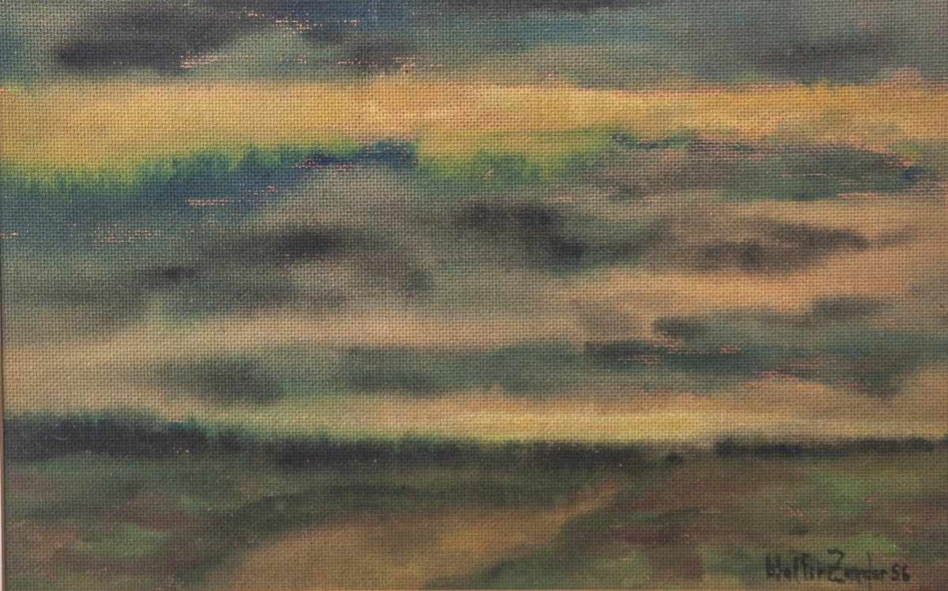Zander, Walter, "Sonnenuntergang", Aquarell auf Hartfaserstrukturseite, sign. dat 1956,ca. 26 x 38