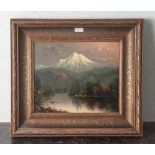 Barchus, Eliza Rosanna (1857-1949), "Mount Hood at sunset", Öl/Lw auf Holztafel, re. u.sign.,