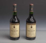 Zwei Flaschen Rotwein, Cordier, 1973, Chateau Talbot, Grand Cru Classe, Saint-Julien,Frankreich,
