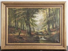 Feldmann, Carl Albert (1894-1966), Waldlichtung mit Bachlauf, Öl/Lw. Ca. 55 x 78 cm,gerahmt, Lw.