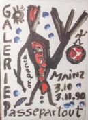 Penck, A.R. (1939-2017), Ausstellungsplakat der Galerie Passepartout, Mainz 3.10.-3.11.90.