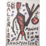 Penck, A.R. (1939-2017), Ausstellungsplakat der Galerie Passepartout, Mainz 3.10.-3.11.90.