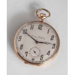 Herrentaschenuhr, Locarno Watch Co., Gelbgold 585, silberfarbenes Zifferblatt mitarabischer