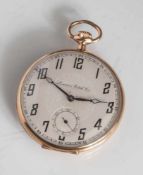 Herrentaschenuhr, Locarno Watch Co., Gelbgold 585, silberfarbenes Zifferblatt mitarabischer