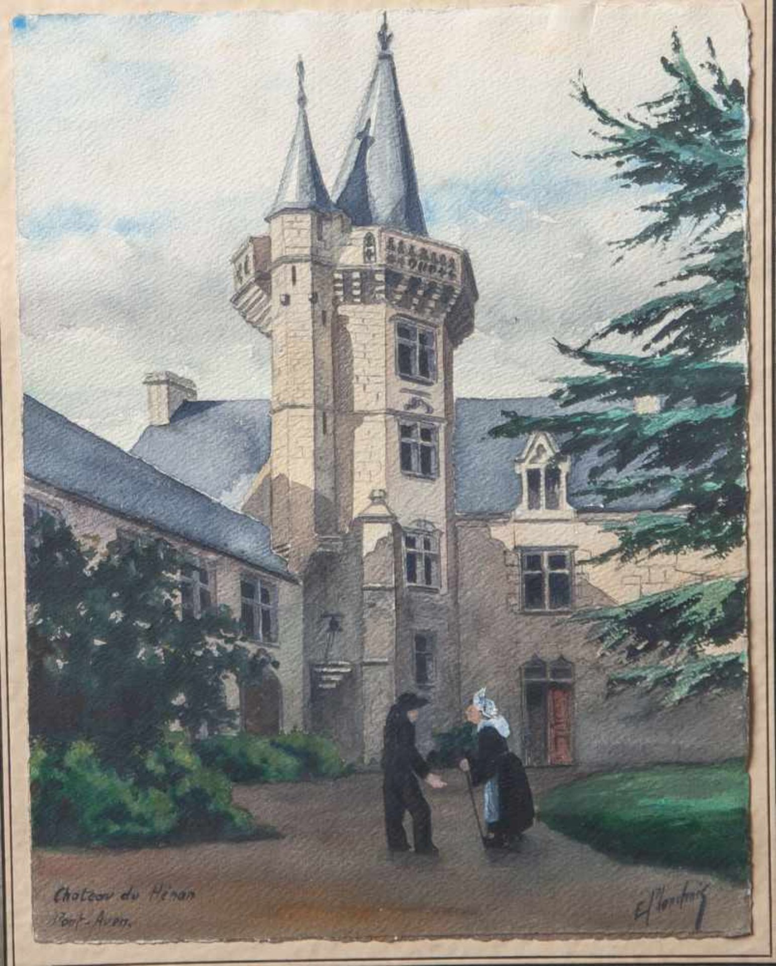 Planchais, Edouard (20. Jahrhundert), Chateau du Hénan, Pont-Aven, Aquarell/Papier, re. u.sign., li.