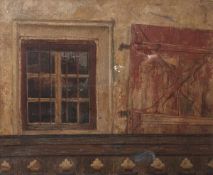 Felgentreff, Paul (1854-1933), "Das Fenster", Öl/Lw., ca, 32 x 42 cm, gerahmt,restaurierungsbed.,