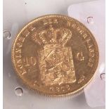 10 Gulden, Niederlande, 1876, Wilhelm III (1849-1890), Gold, vorzüglich.