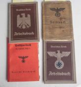 Konvolut von div. Ausweisen (Drittes Reich): 2x Arbeitsbuch Deutsches Reich; Soldbuch Inf.Ers. Btld.