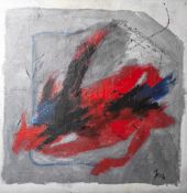 Jani, Abstraktion (Arena), Acryl/Lw., re. u. sign., ca. 100 x 100 cm, ungerahmt.