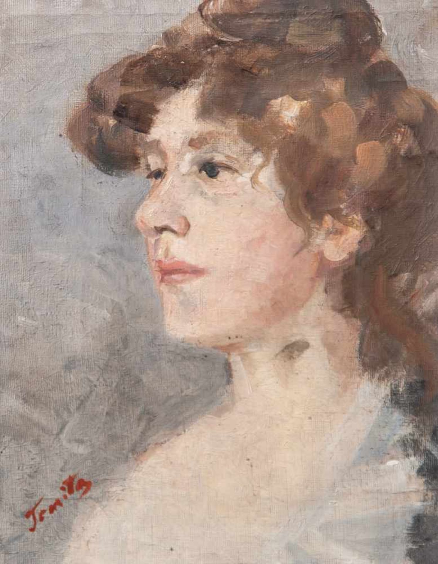 Unbekannter Künstler (19. Jahrhundert), Porträt einer jungen Dame mit hochgestecktem Haarim