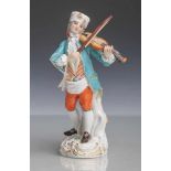 Figurine, Geigenspieler, Meissen, blaue Schwertermarke, Modell-Nr. 60238, aus der Serie"Pariser