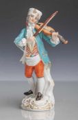 Figurine, Geigenspieler, Meissen, blaue Schwertermarke, Modell-Nr. 60238, aus der Serie"Pariser