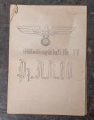 Mitteilungsblatt Nr. 11, Panzer-Artillerie Regiment 80, Russland, Ende Juni 1942. 12Seiten. Mit