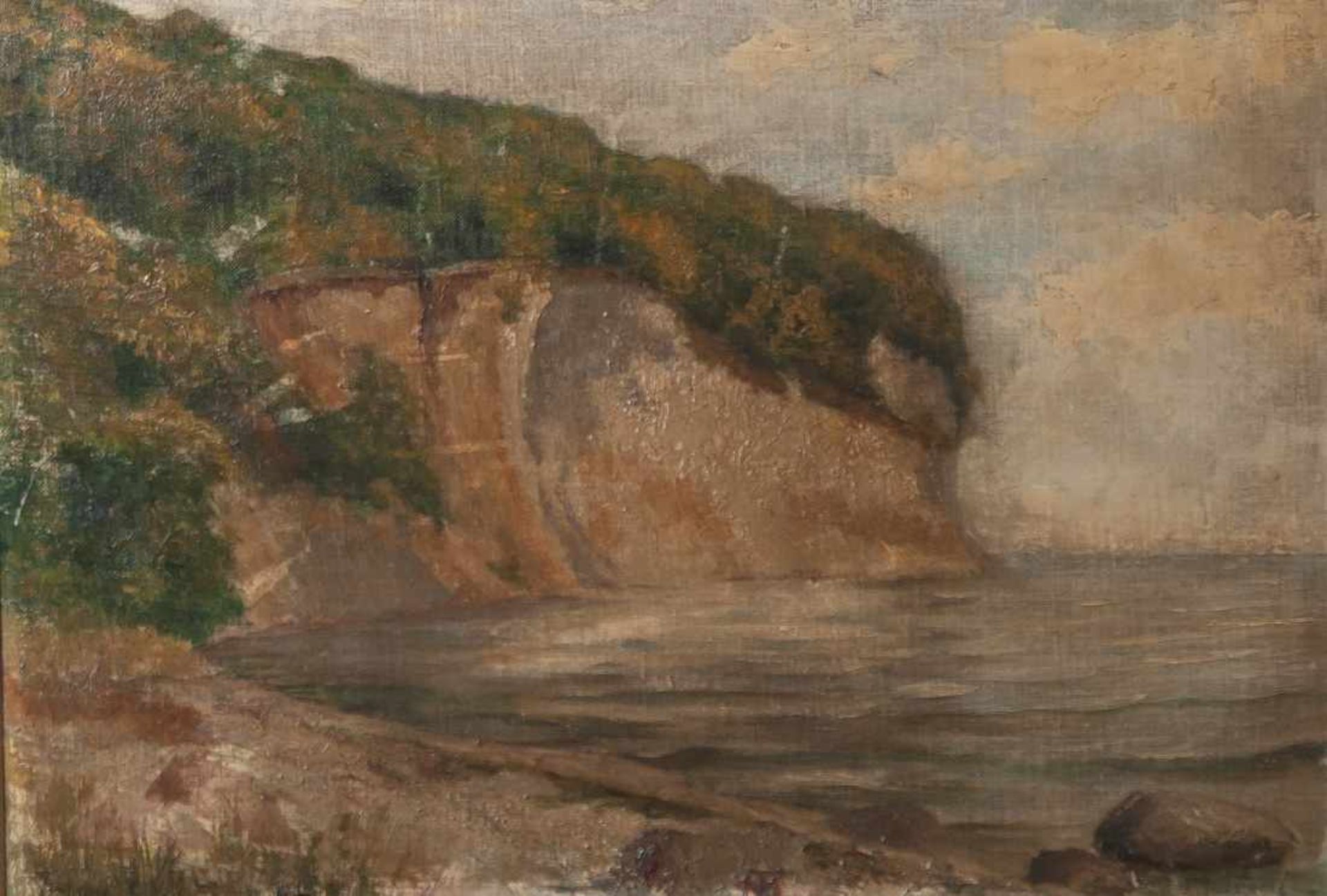 Unbekannter Künstler (20. Jahrhundert), Steilküste, Öl/Lw, li. u. unleserl. sign. Ca. 45 x60 cm,