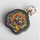 Hundertwasser-Taschenuhr, Werk 980, Handaufzug, 750/000 GG, Nr. 52/999 auf Platine bez.,teilweise