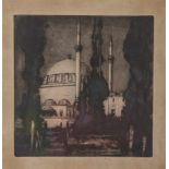 Lusy, Marino (1880-1953), "Die Moschee", Darstellung der Hagia Sophia in Istanbul,Radierung, re.
