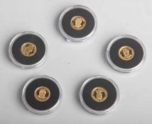Gedenkmünzen (BRD), 999/1000 Gold, PP, 5 Stück, die Kanzler u. ein Bundespräsident derBRD, bestehend
