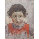 Unbekannter Künstler (20. Jahrhundert), Kinderporträt. Tempera/Platte, unsigniert, ca.23,5 x 18,5