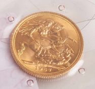 Sovereign-Münze, Großbritannien, 1967, Elisabeth II, Gold 916/10000, 7,31 gr.