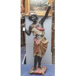 Venezianische Mohrenstatuette, "Mohrin", als Leuchter, Italien, 19. Jahrhundert, Holz,