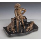 Unbekannter Künster, Bronzegruppe: Friedrich der Große mit seinen Hunden, um 1900, aufschwarzem