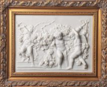 Alabasterrelief, 20. Jahrhundert, Amoretten-Reigen, teilplastisch gearbeitet, Darstellungvon 4