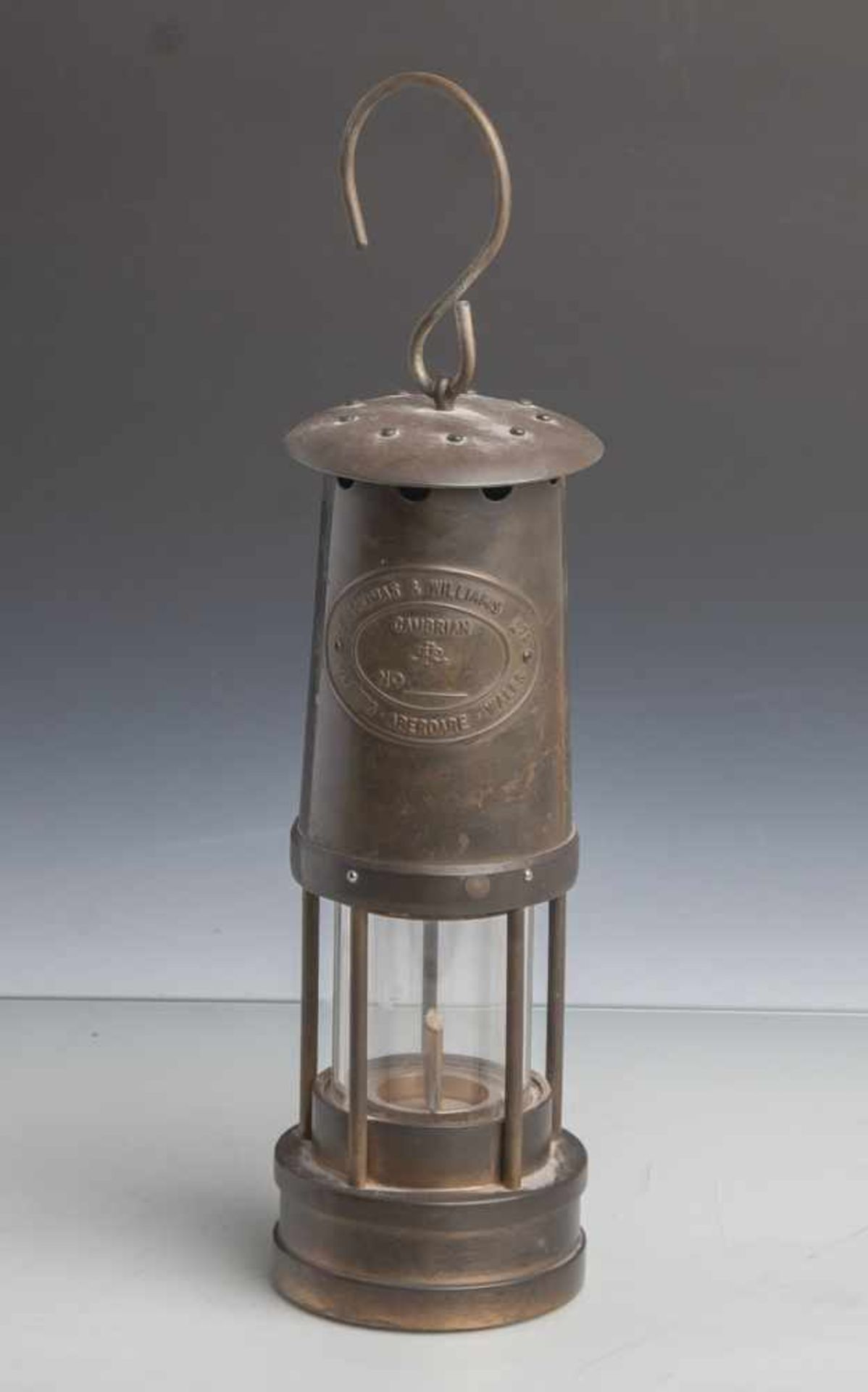 Grubenlampe, E. Thomas & William Ltd., Aberdare, Wales, Cambrian, No. 32326, Ende 19.Jahrhundert,