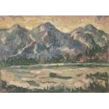 Unbekannter Künstler (19./20. Jahrhundert), impressionistisch gemalte Gebirgslandschaft,Öl/Malpappe,