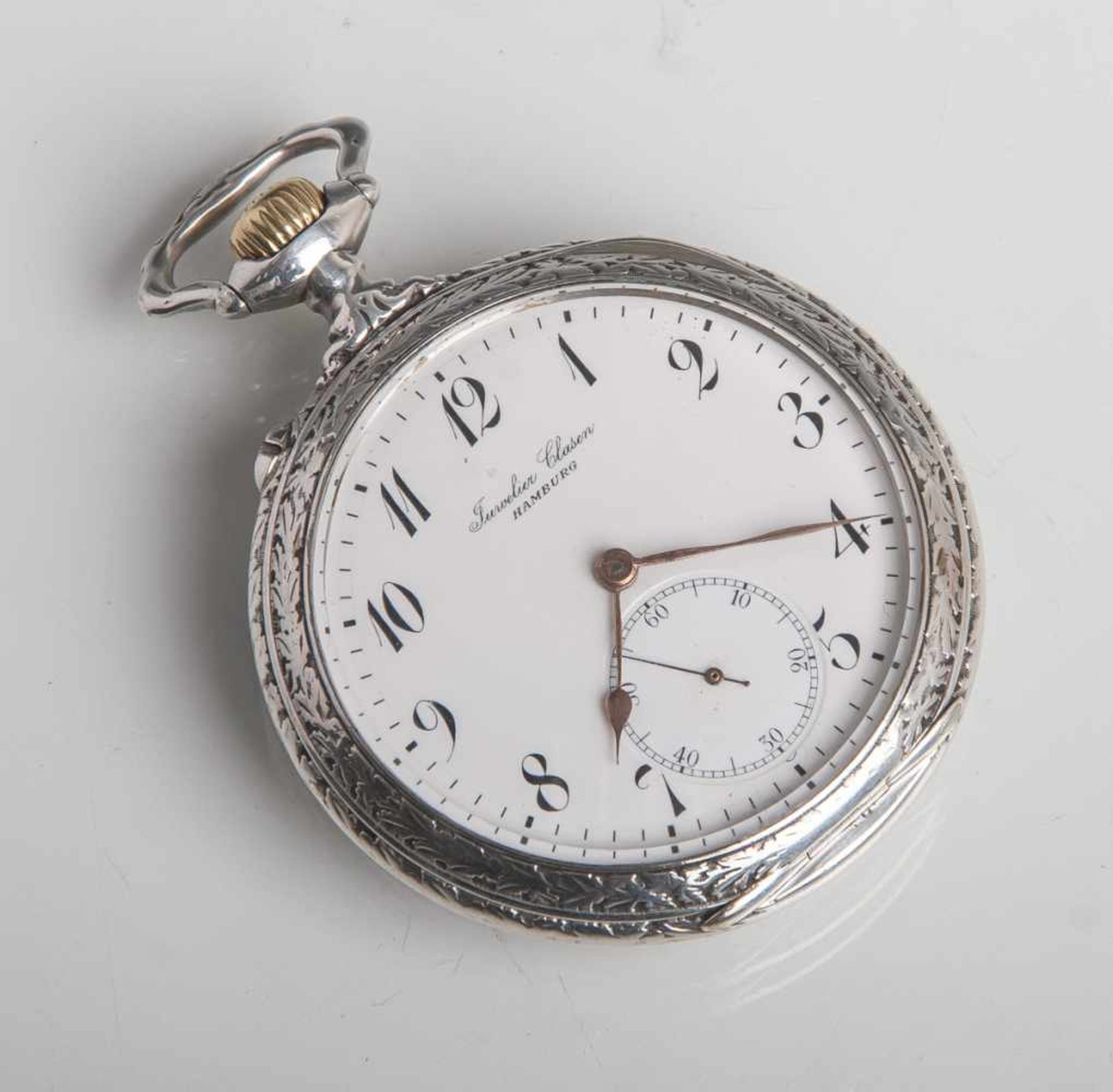 Herrentaschenuhr (International Watch Company), Silber 800, Ziffernblatt bez. JuwelierClasen