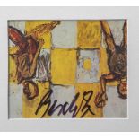 Baselitz, Georg (geboren 1938), Adieu, 1982, Multiple, sign., ca. 11,5 x 9 cm, PP, hinterGlas