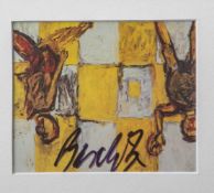 Baselitz, Georg (geboren 1938), Adieu, 1982, Multiple, sign., ca. 11,5 x 9 cm, PP, hinterGlas