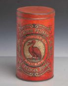 Kaffeedose, um 1900, Blech farbig lithographiert, großer Zylinderkorpus mit Stülpdeckel,