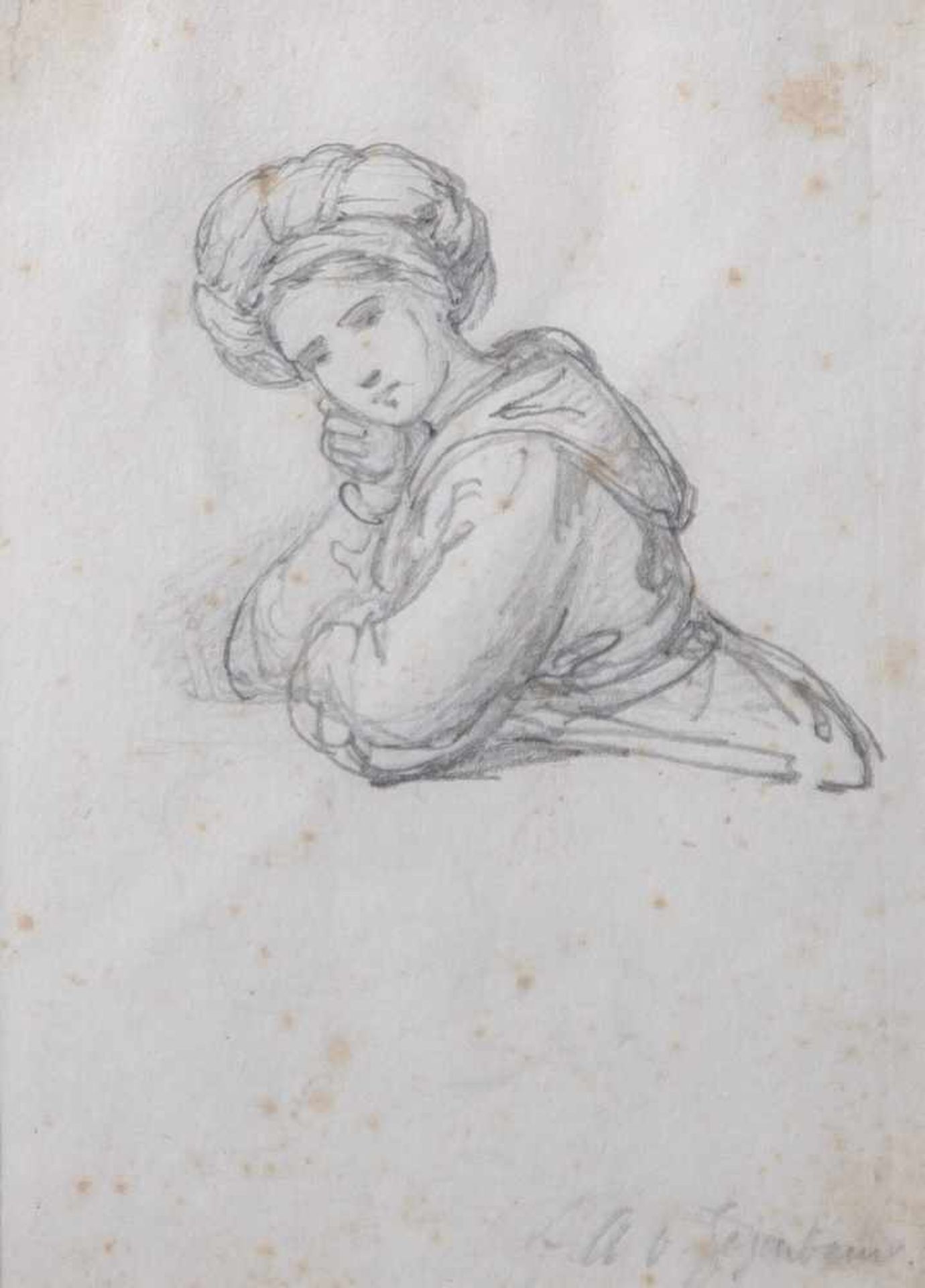 Von Gegenbaur, Joseph Anton (1800-1876), Mädchen mit Turban, Bleistiftzeichnung, u. r.sign., ca.