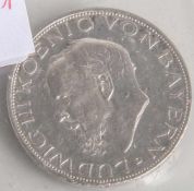 3 Mark-Münze, König Ludwig III von Bayern, Deutsches Reich 1914, Silber 900/1000 (fastStemeplglanz),