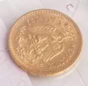 10 Pesos, Mexiko, 1908, Gold 900/1000, 7,50 gr.