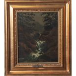 Saabye, Carl Anton (1807-1878), Wasserfall, Öl/Holz, mittig u. sign. "Saabye". Ca. 30,5 x24,5 cm,