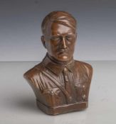 Unbekannter Künstler (20. Jahrhundert), kl. Büste von Adolf Hitler, Bronze, RS u. li.bez./sign.,
