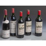 Fünf Flaschen Rotwein aus Frankreich: Drei Flaschen Chateau Garbillot, 1980, Grand Vin deBordeaux,