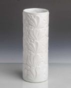 Zylindrische Vase, Hutschenreuther (1960/70er Jahre), Weißporzellan, mit