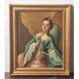 Unbekannter Künstler, rs. bez. "L'Odorat", Öl auf Leinwand, Portrait einer höfischen Dameauf einem