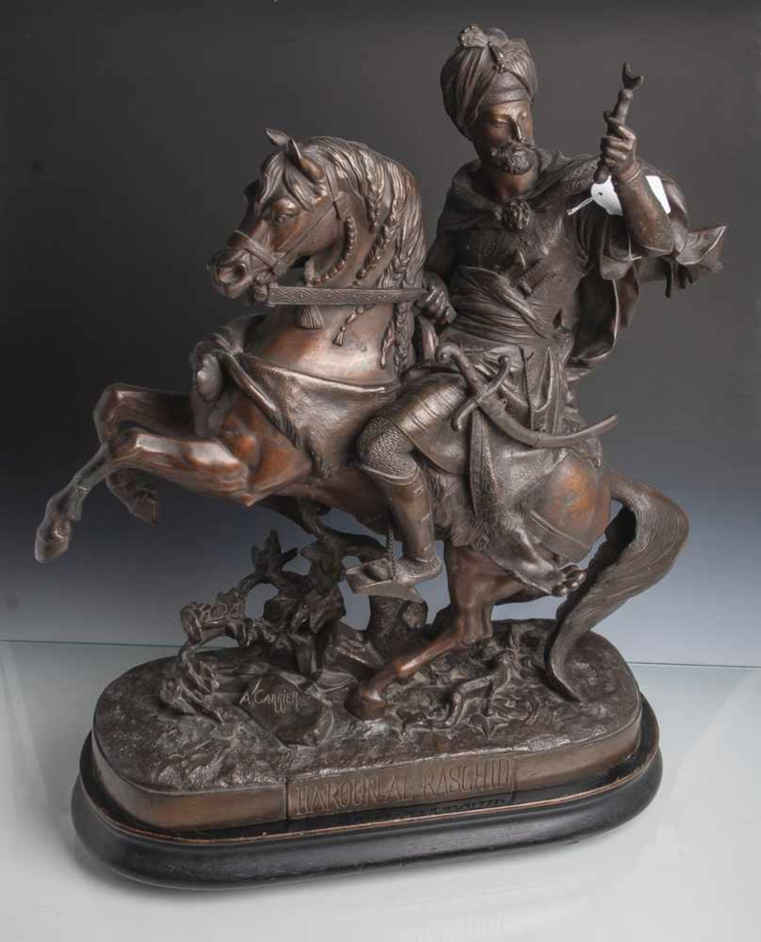 Carrier-Belleuse, Albert-Ernest (1848-1913), Arabische Reiterfigur "Haroun Al Raschid",Bronze auf