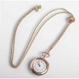 Damen-Kettenuhr mit Brillanten (Taschenuhr aus Roségold, Kette aus Gelbgold 585),