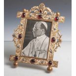 Prunkvoller Geschenkrahmen mit Foto vom Papst Pius XII., Vatikan, vergoldeter Metallrahmenmit