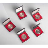 Sondermünzen (Schweiz), 5 Franken, 5 Stück, bestehend aus: Ernest Ansermet (1983),Olympische