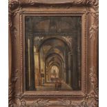 Unbekannter Künstler (18./19. Jahrhundert), Innenraum einer Kathedrale m. Kreuzgewölbe u.